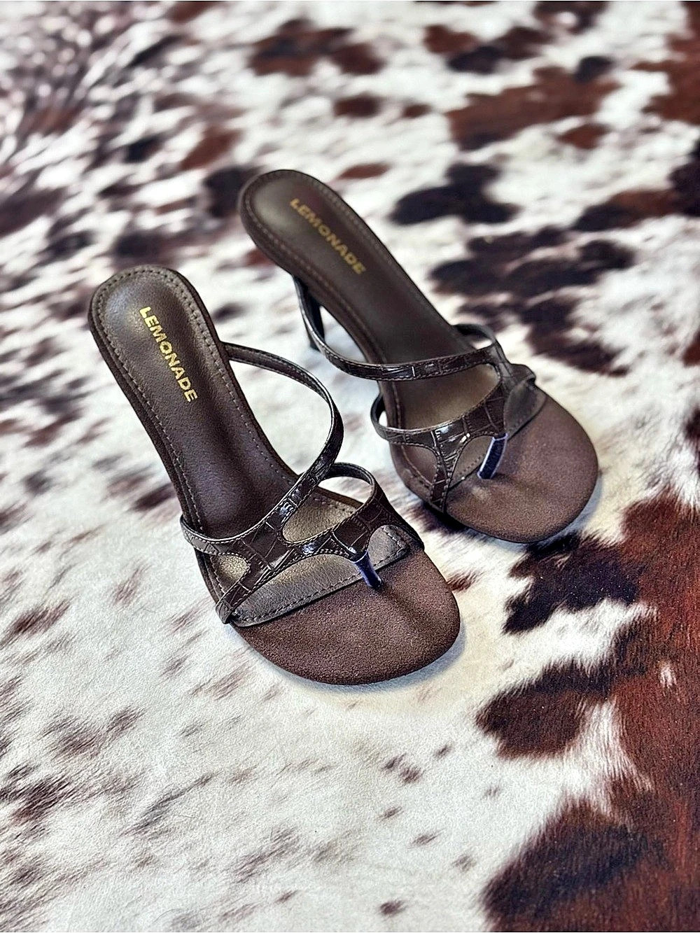 Lemonade Brown & Black Strappy Heels Like New